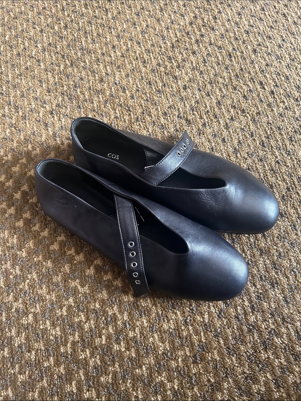 COS Black Leather Strap Mary Jane Flats - Picture 2 of 6